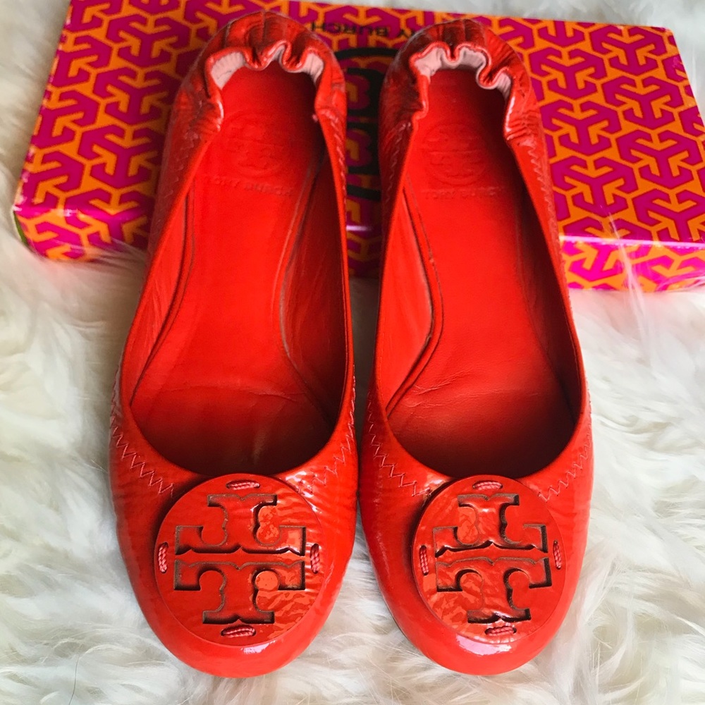Tory Burch Reva Patent Ballet flats size 6 Red